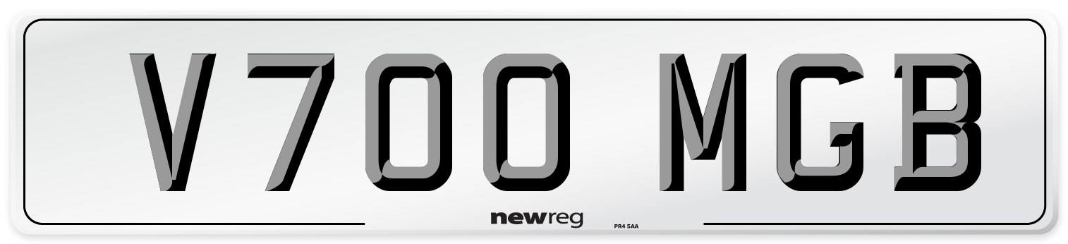 V700 MGB Number Plate from New Reg